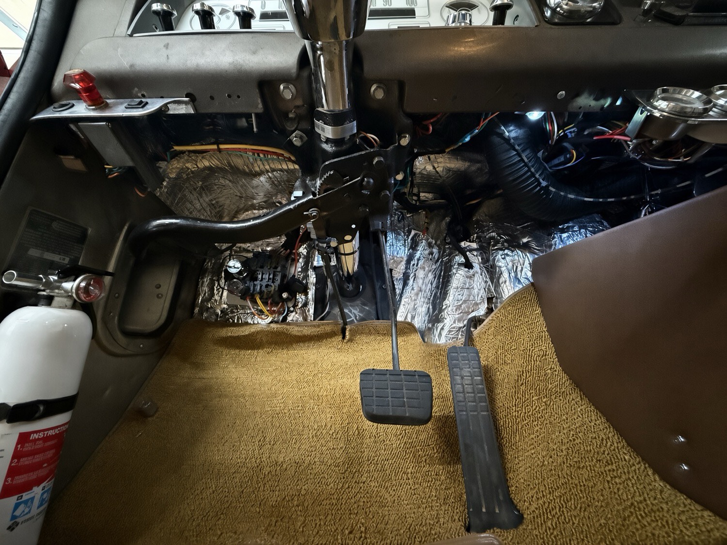 Classic truck cabin after wiring and interior work